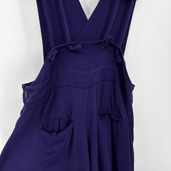 ANTHROPOLOGIE Maeve Purple Wide Leg Lightweight Boho Overalls Jumpsuit Size 0 - Picture 7 of 9